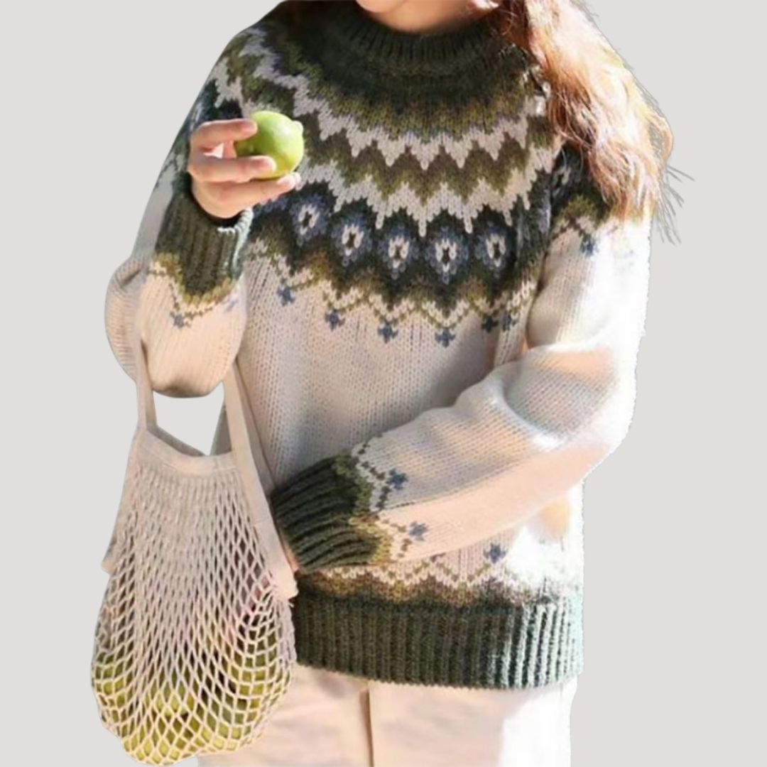 Julia | Women’s Spring Patterned Knit Pullover Sweater