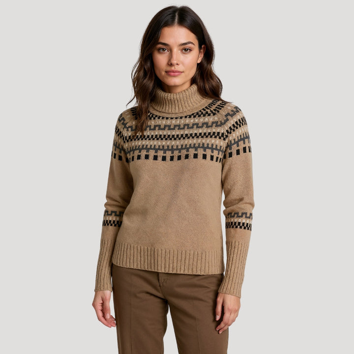 Kayla | Women’s Spring Patterned Turtleneck Knit Sweater