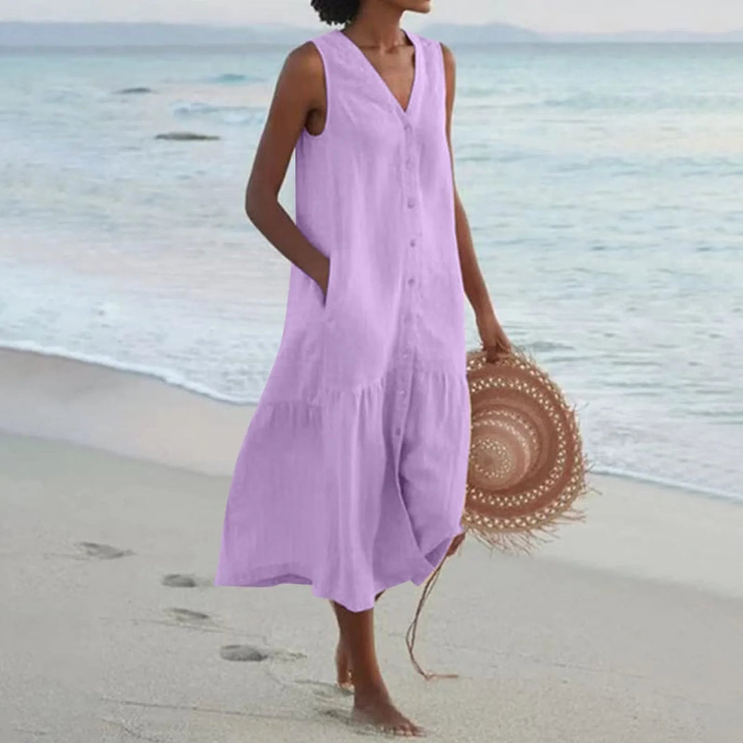 Clara | Summer Dress with Button Placket for Women | Midi