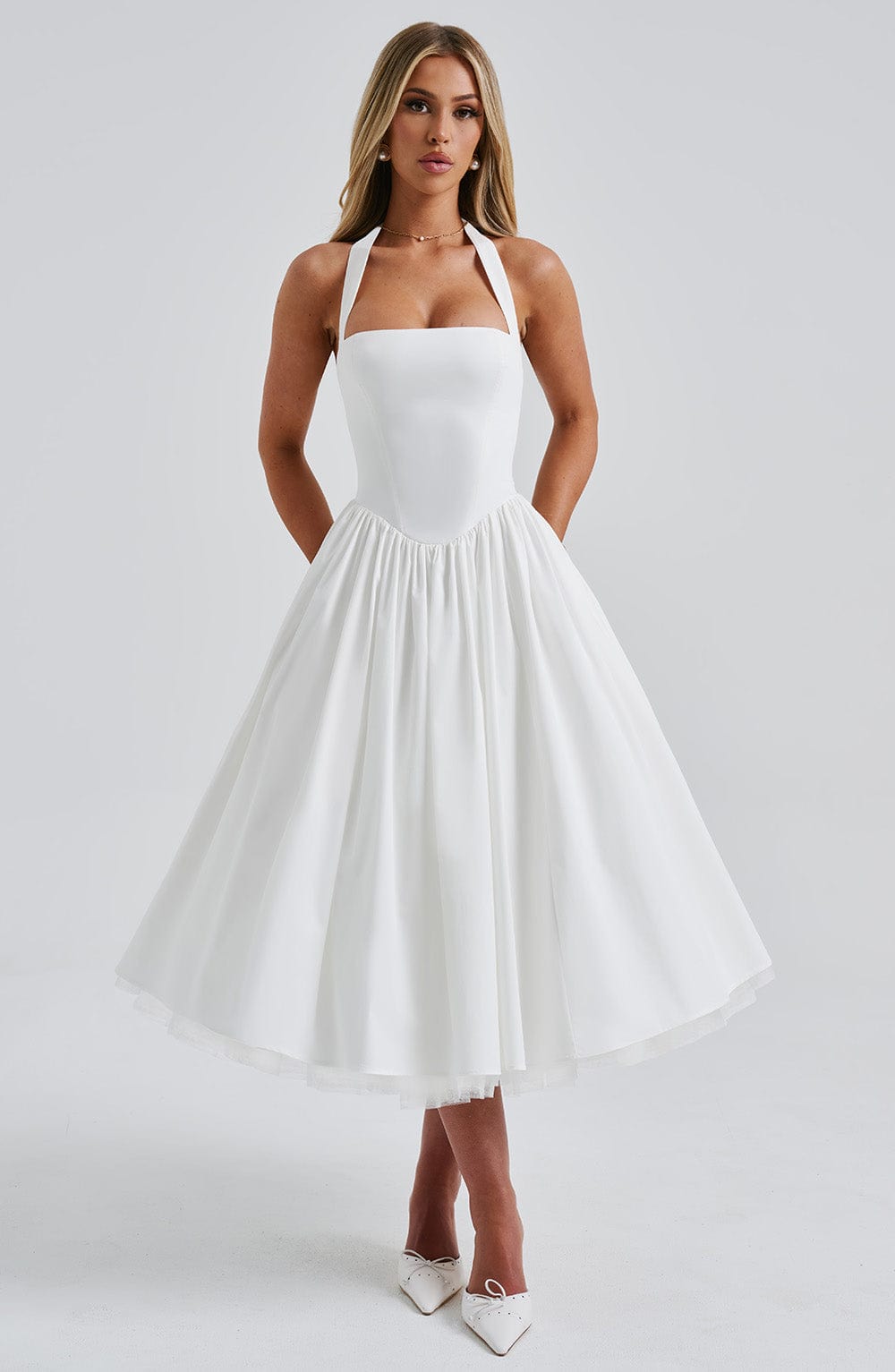Ivy | Women Wedding Guest Halter Midi Dress