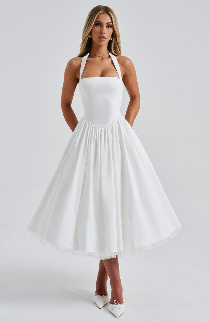 Ivy | Women Wedding Guest Halter Midi Dress