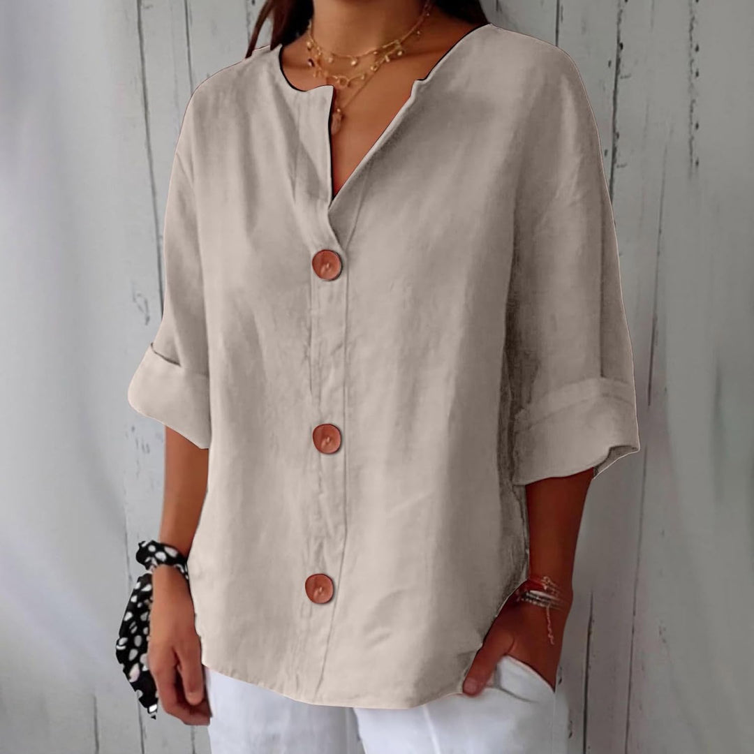 Women's Summer Blouse with Loose Fit and Breathable Linen