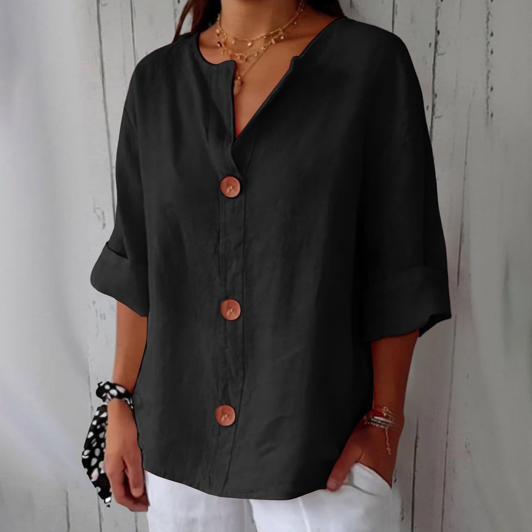 Women's Summer Blouse with Loose Fit and Breathable Linen