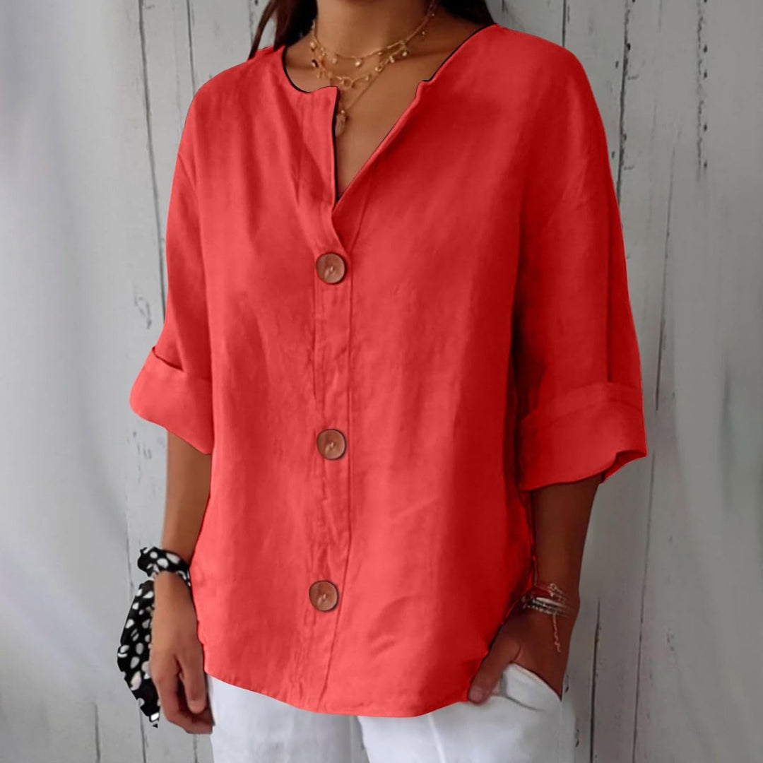 Women's Summer Blouse with Loose Fit and Breathable Linen