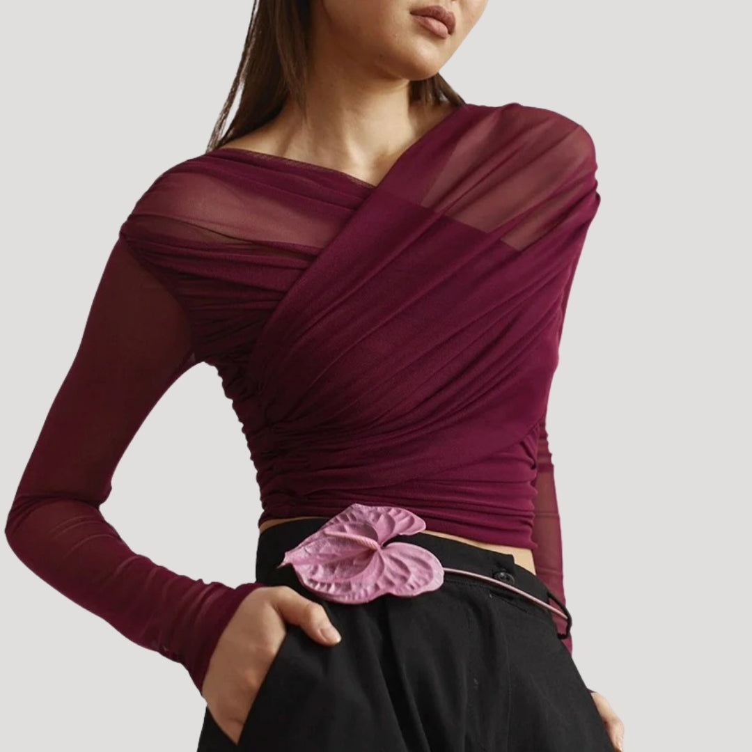 Paige | Women’s Spring Sheer Wrap Long-Sleeve Top