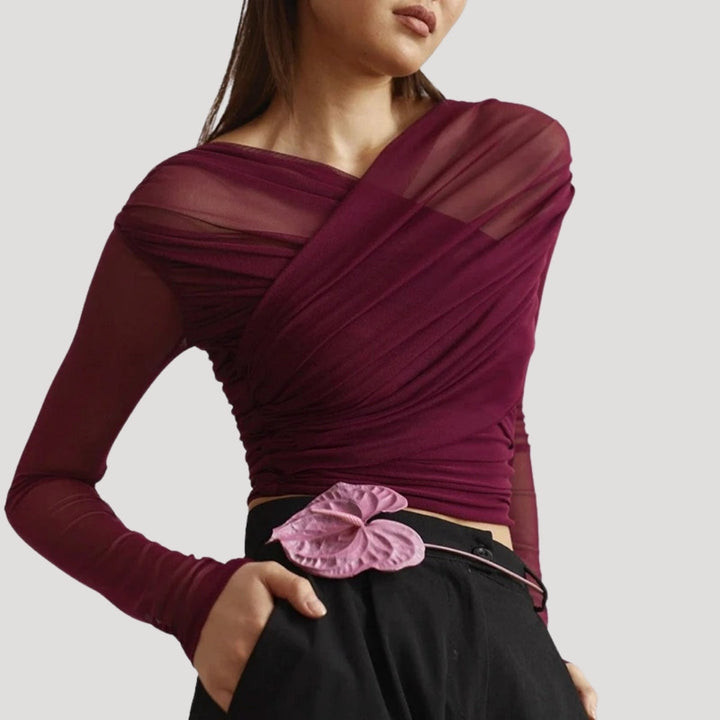 Paige | Women’s Spring Sheer Wrap Long-Sleeve Top