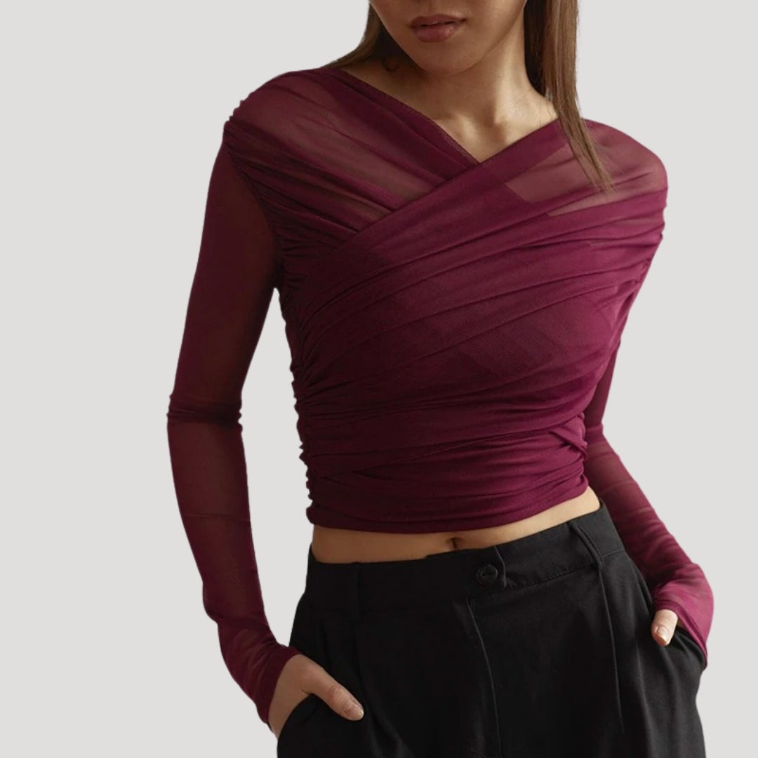 Paige | Women’s Spring Sheer Wrap Long-Sleeve Top