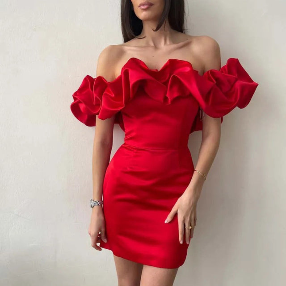 Evelyn | Women Wedding Guest Ruffle Mini Dress