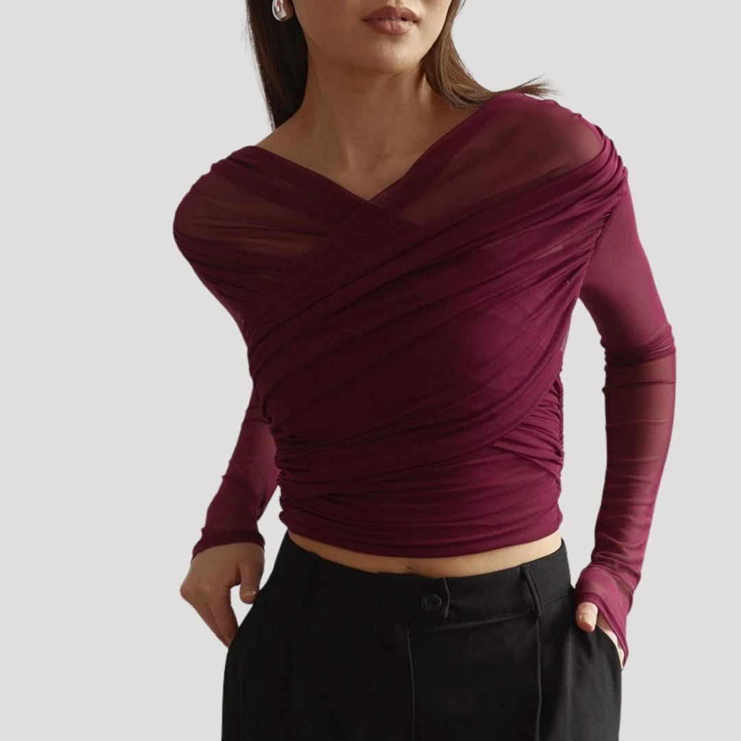 Paige | Women’s Spring Sheer Wrap Long-Sleeve Top