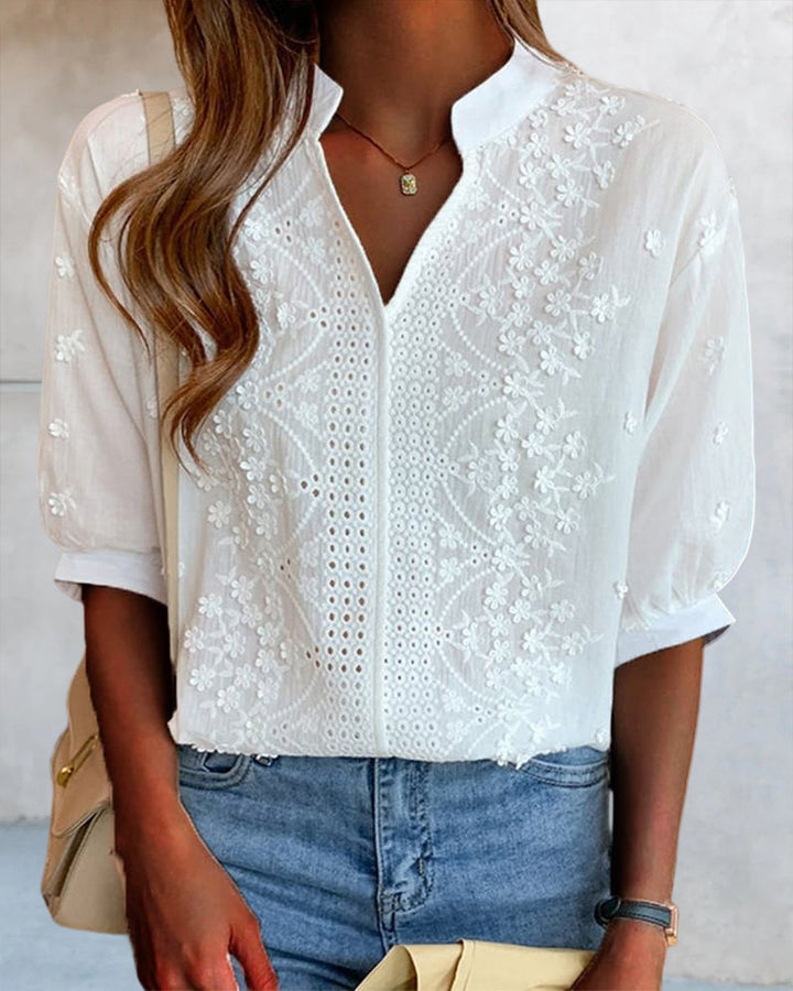 Beatrice | Women V Neck Puff Sleeve Blouse