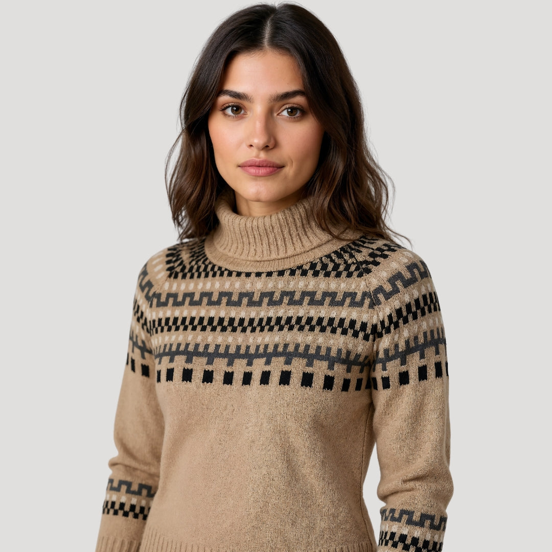 Kayla | Women’s Spring Patterned Turtleneck Knit Sweater