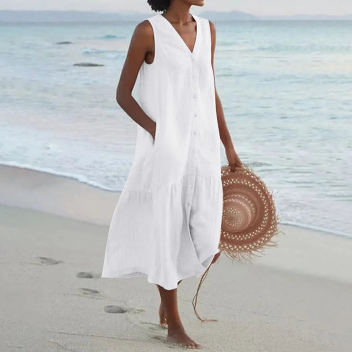 Clara | Summer Dress with Button Placket for Women | Midi