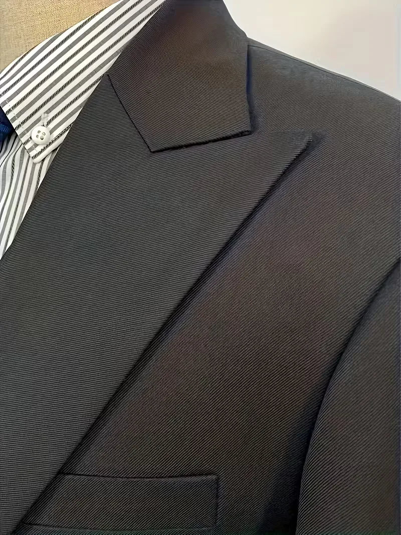 Slim Fit Double-Breasted Three-Piece Suit Set with Waistcoat for Men