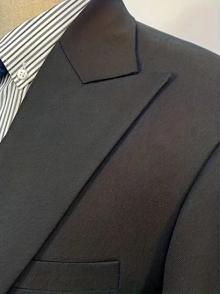 Slim Fit Double-Breasted Three-Piece Suit Set with Waistcoat for Men