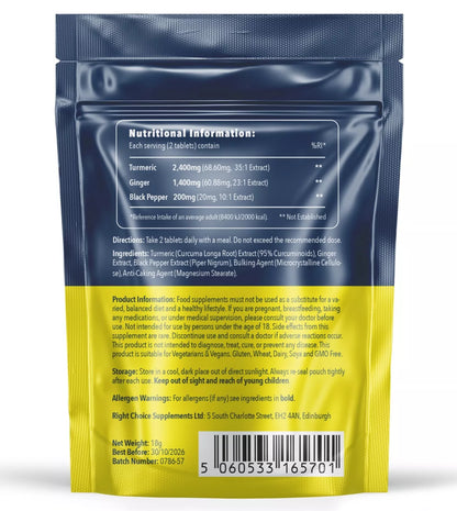 Turmeric Tablets 4000mg + Ginger + Black Pepper | 120 Tablets