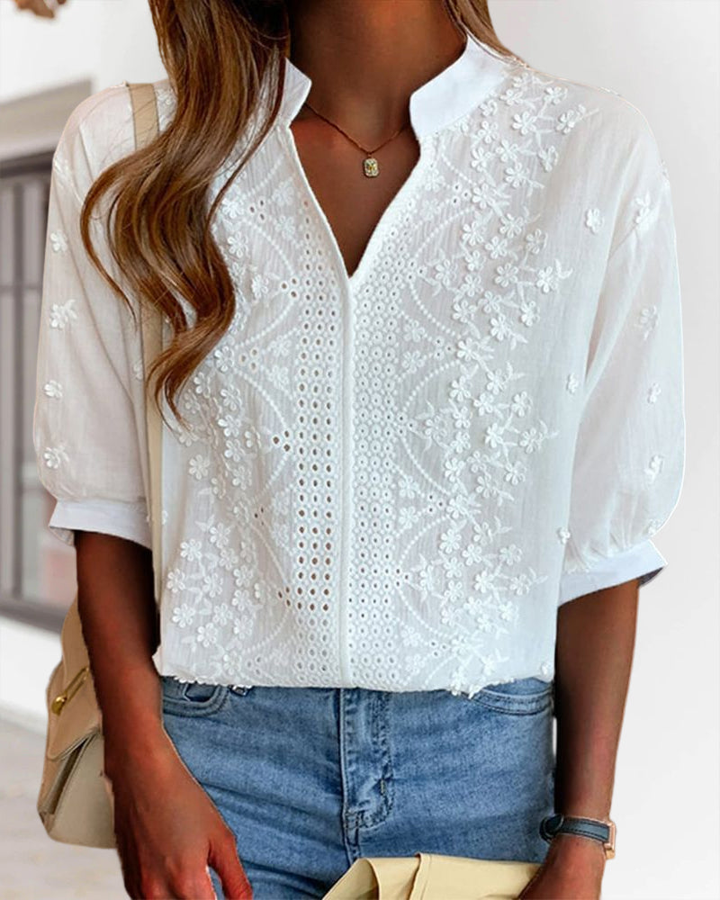 Beatrice | Women V Neck Puff Sleeve Blouse