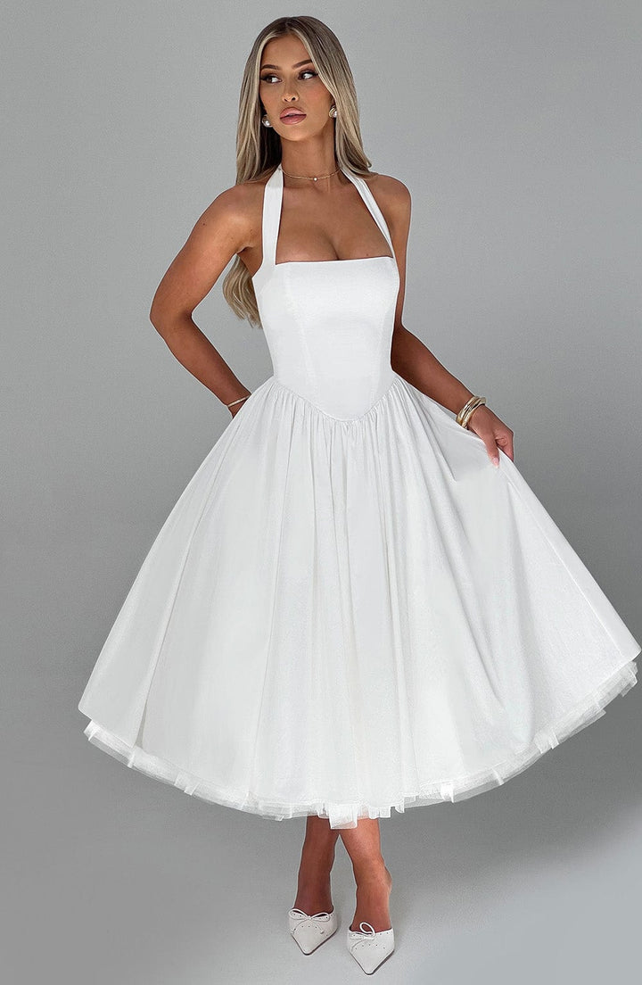 Ivy | Women Wedding Guest Halter Midi Dress