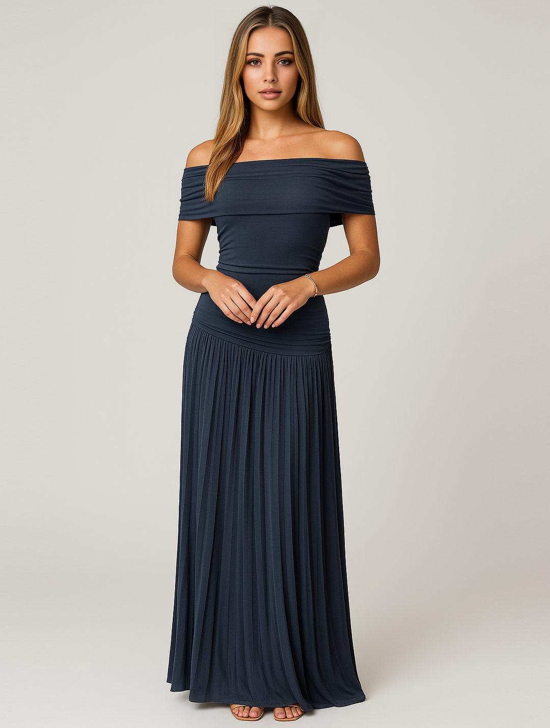 Arden | Women's Wedding Guest Pleated Maxi Dress