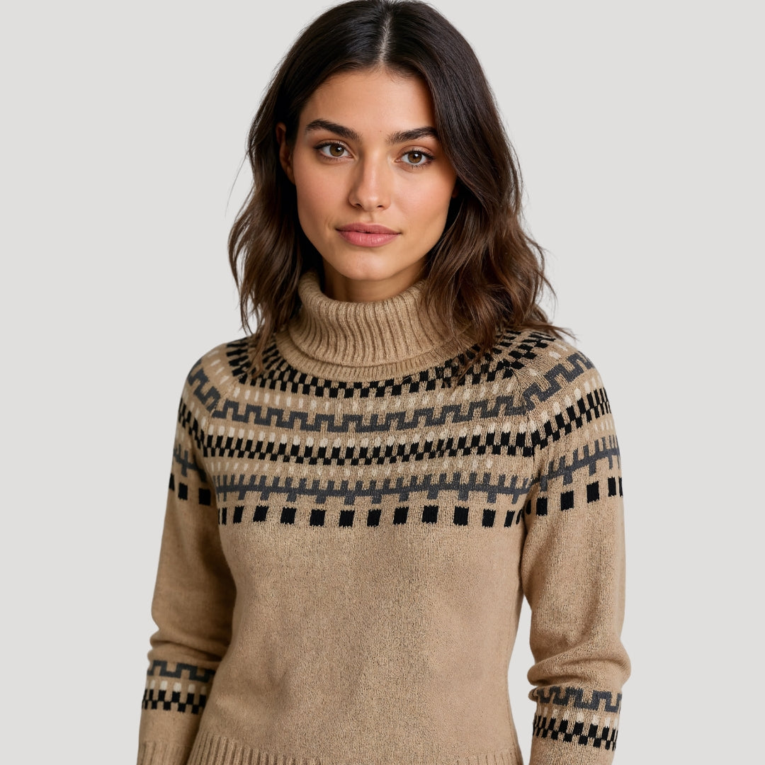 Kayla | Women’s Spring Patterned Turtleneck Knit Sweater