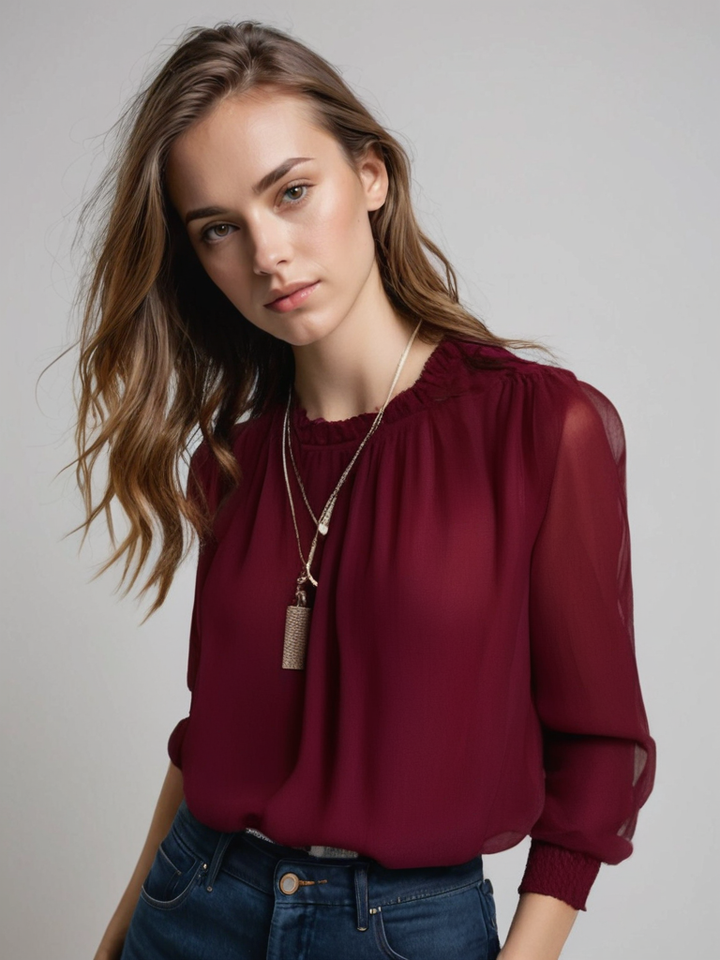 Anna | Women Elegant Long Sleeve Ruffle Blouse