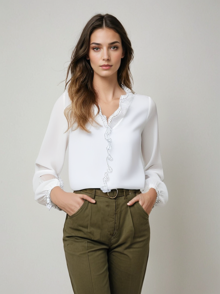 Anna | Women Elegant Long Sleeve Ruffle Blouse