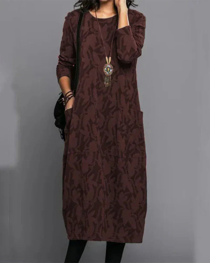 Caroline | Women’s Winter Long Sleeve Pocket Maxi Dress