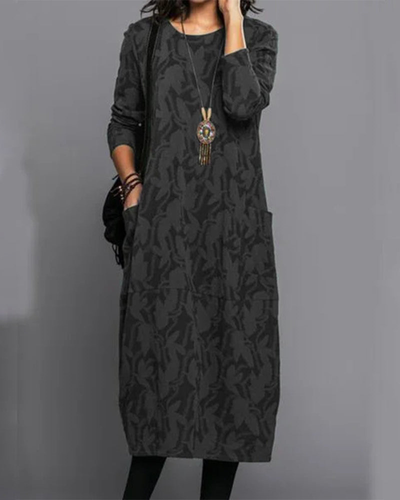 Caroline | Women’s Winter Long Sleeve Pocket Maxi Dress
