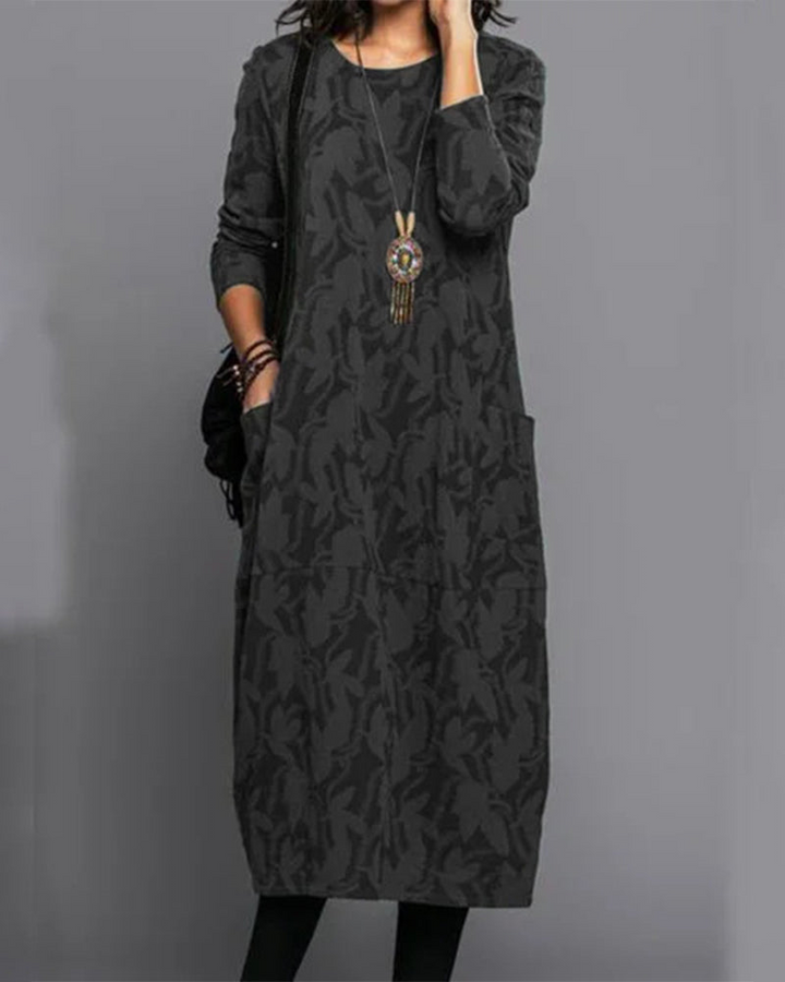 Caroline | Women’s Winter Long Sleeve Pocket Maxi Dress