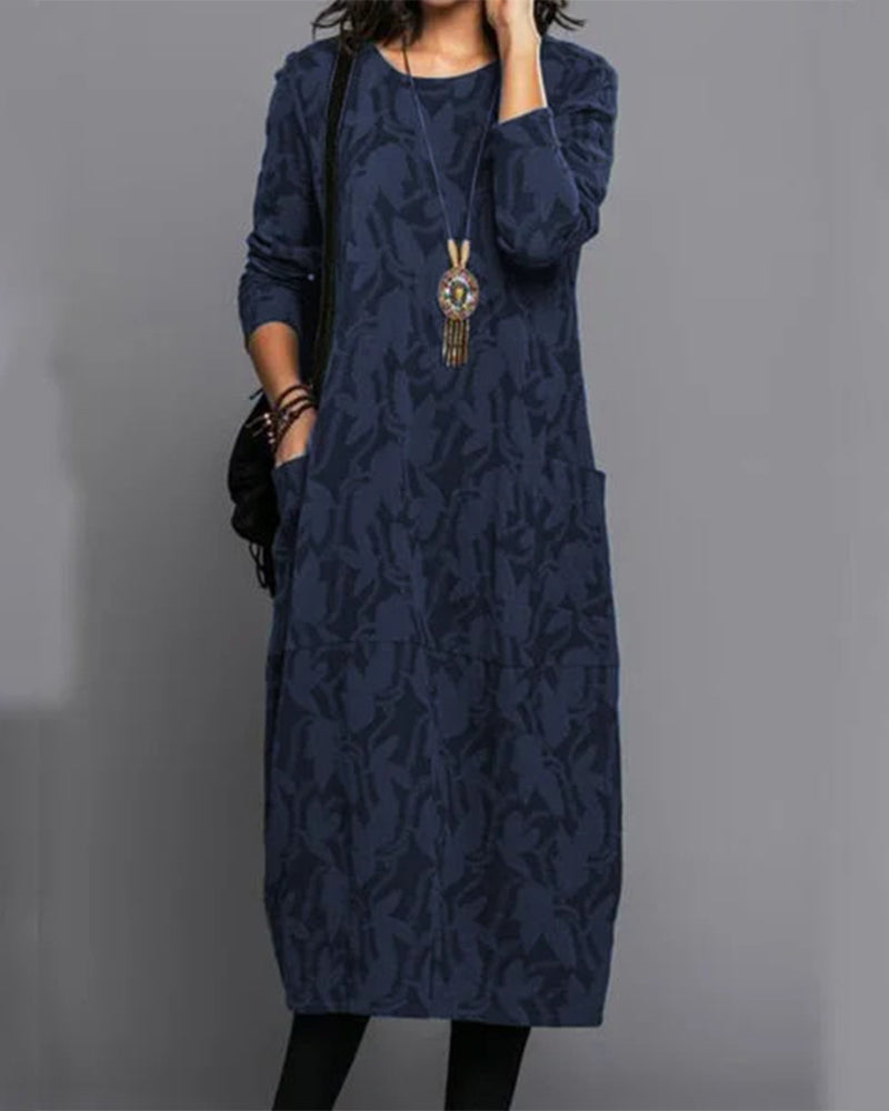 Caroline | Women’s Winter Long Sleeve Pocket Maxi Dress