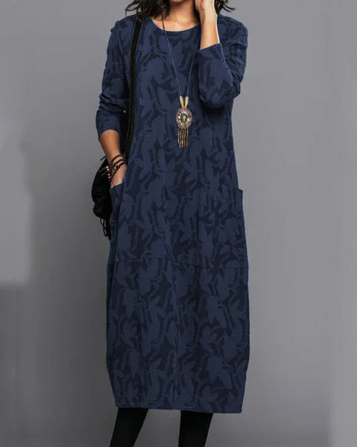 Caroline | Women’s Winter Long Sleeve Pocket Maxi Dress