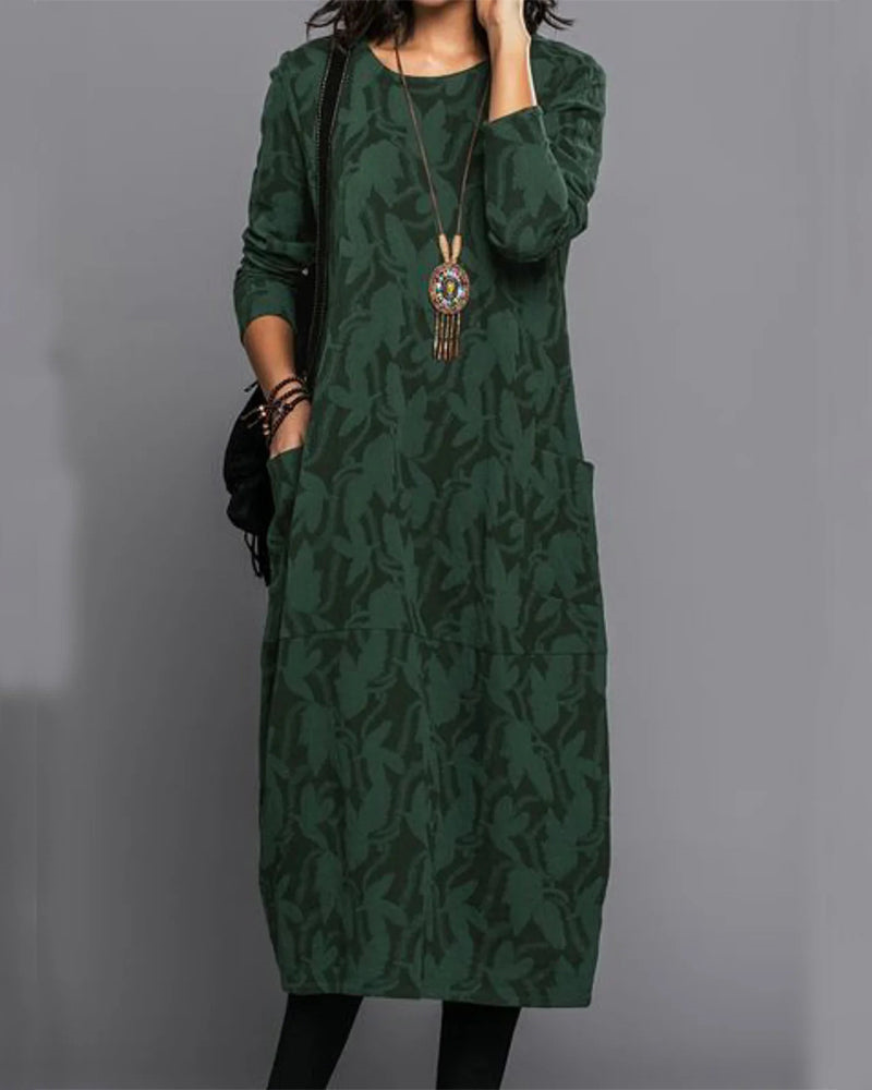 Caroline | Women’s Winter Long Sleeve Pocket Maxi Dress