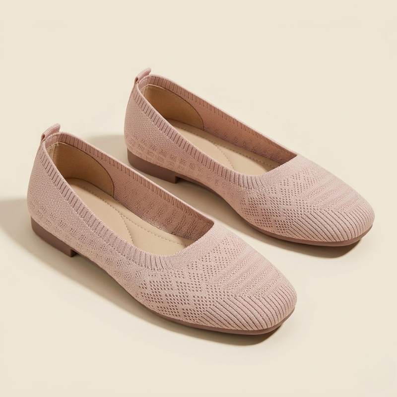 Women’s Knit Ballerina Shoes – Comfortable Slip-On Flats