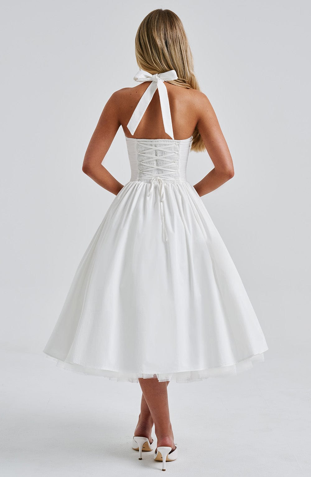 Ivy | Women Wedding Guest Halter Midi Dress