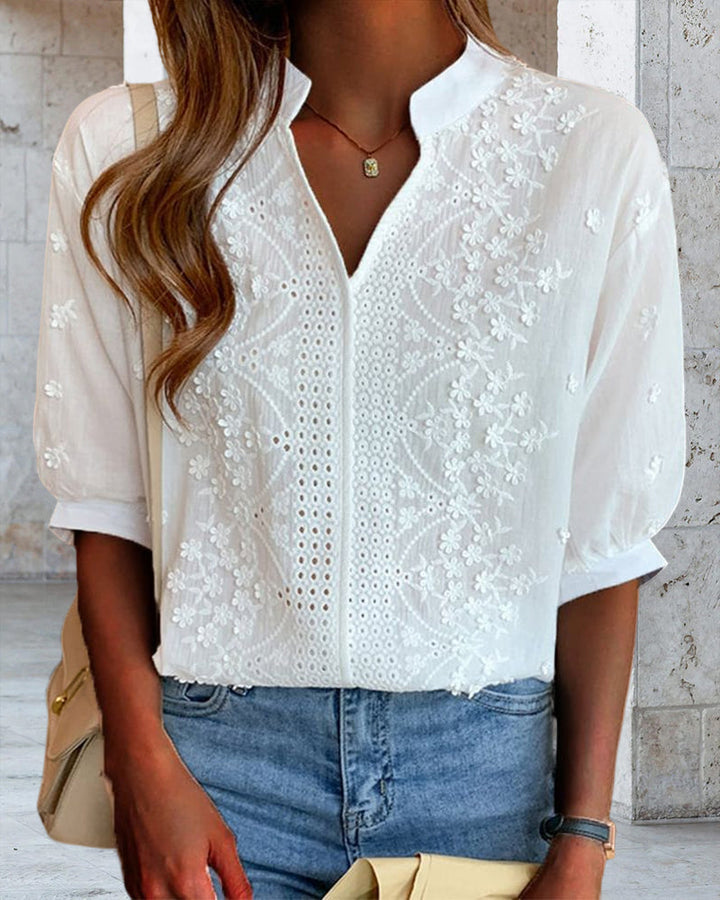 Beatrice | Women V Neck Puff Sleeve Blouse