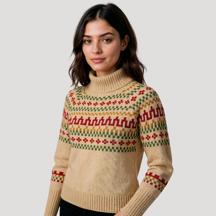 Kayla | Women’s Spring Patterned Turtleneck Knit Sweater