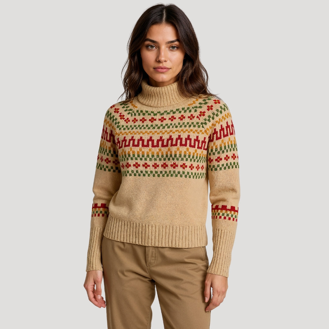 Kayla | Women’s Spring Patterned Turtleneck Knit Sweater