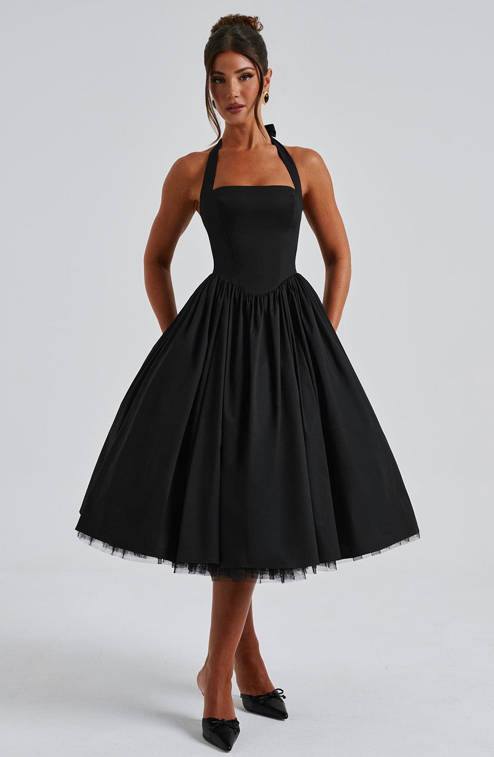 Ivy | Women Wedding Guest Halter Midi Dress