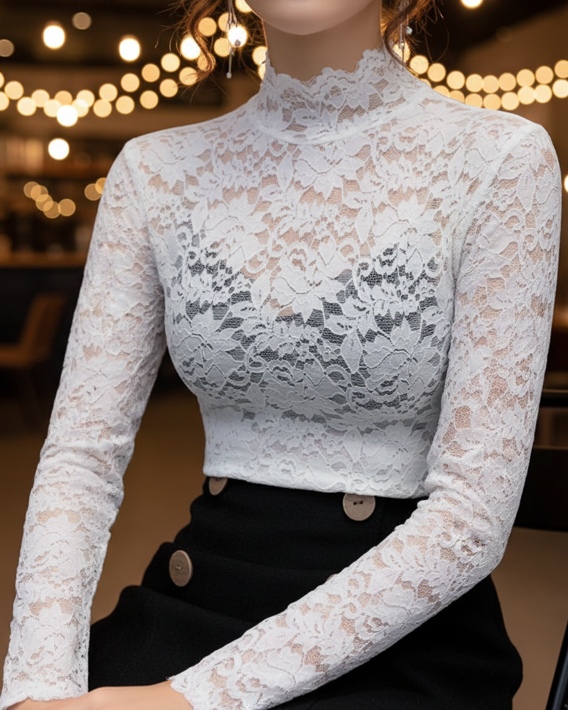 Grace | Women’s Spring Lace High-Neck Blouse