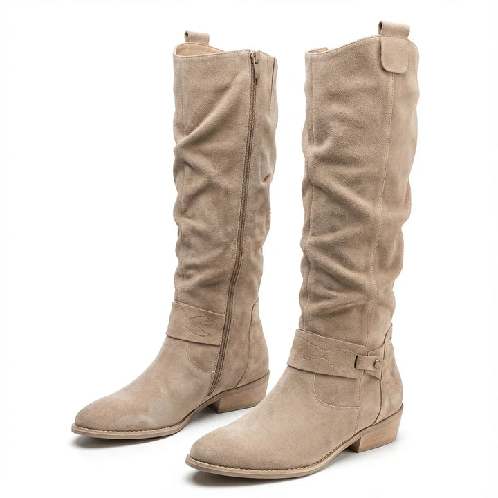 Marla - Slouch Boots in Suede Look