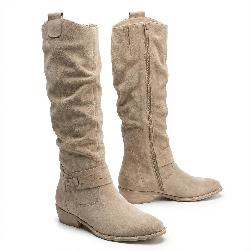 Marla - Slouch Boots in Suede Look
