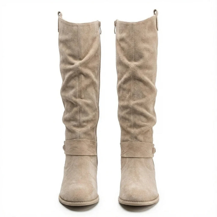 Marla - Slouch Boots in Suede Look