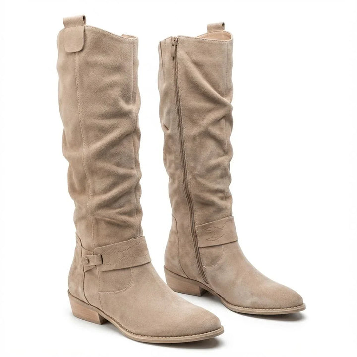 Marla - Slouch Boots in Suede Look