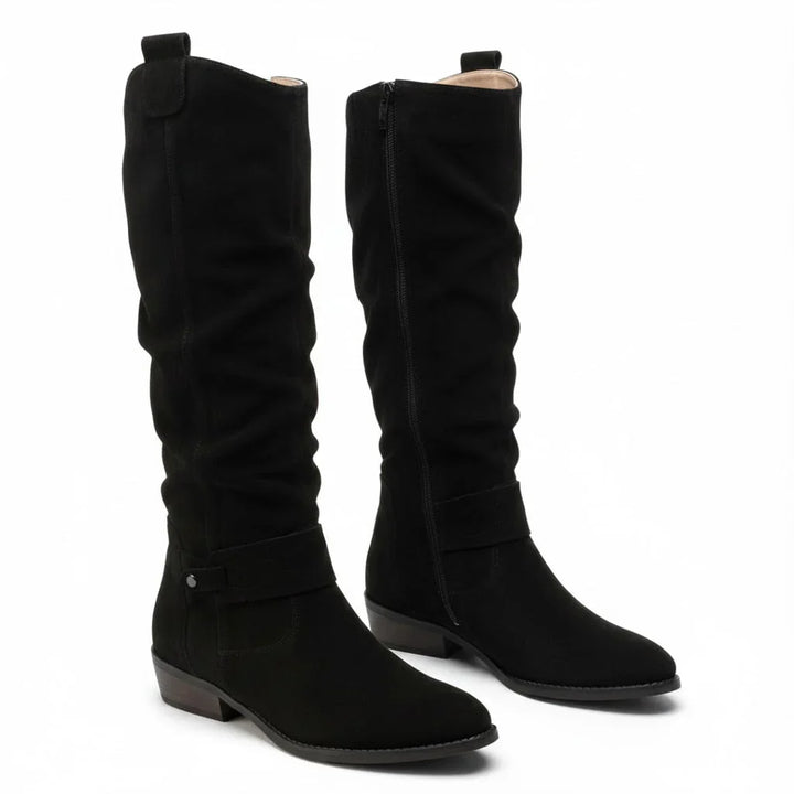 Marla - Slouch Boots in Suede Look