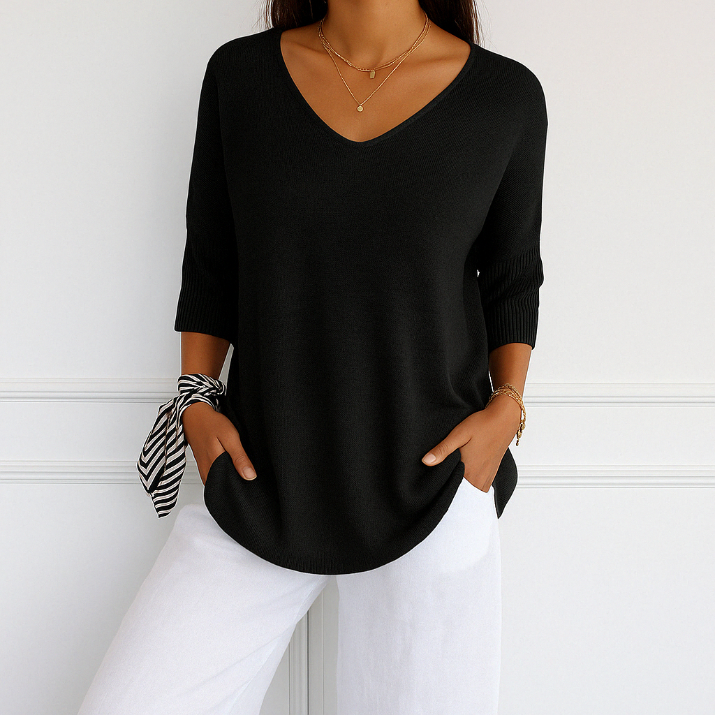 Audrey | Women V Neck Short Sleeve Sweater
