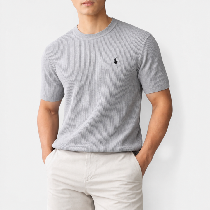 RL™ Men’s Ribbed Knit T Shirt Slim Fit Lightweight Summer Tee