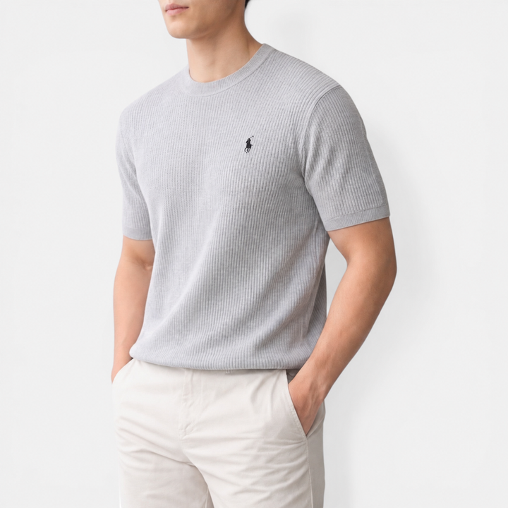 RL™ Men’s Ribbed Knit T Shirt Slim Fit Lightweight Summer Tee