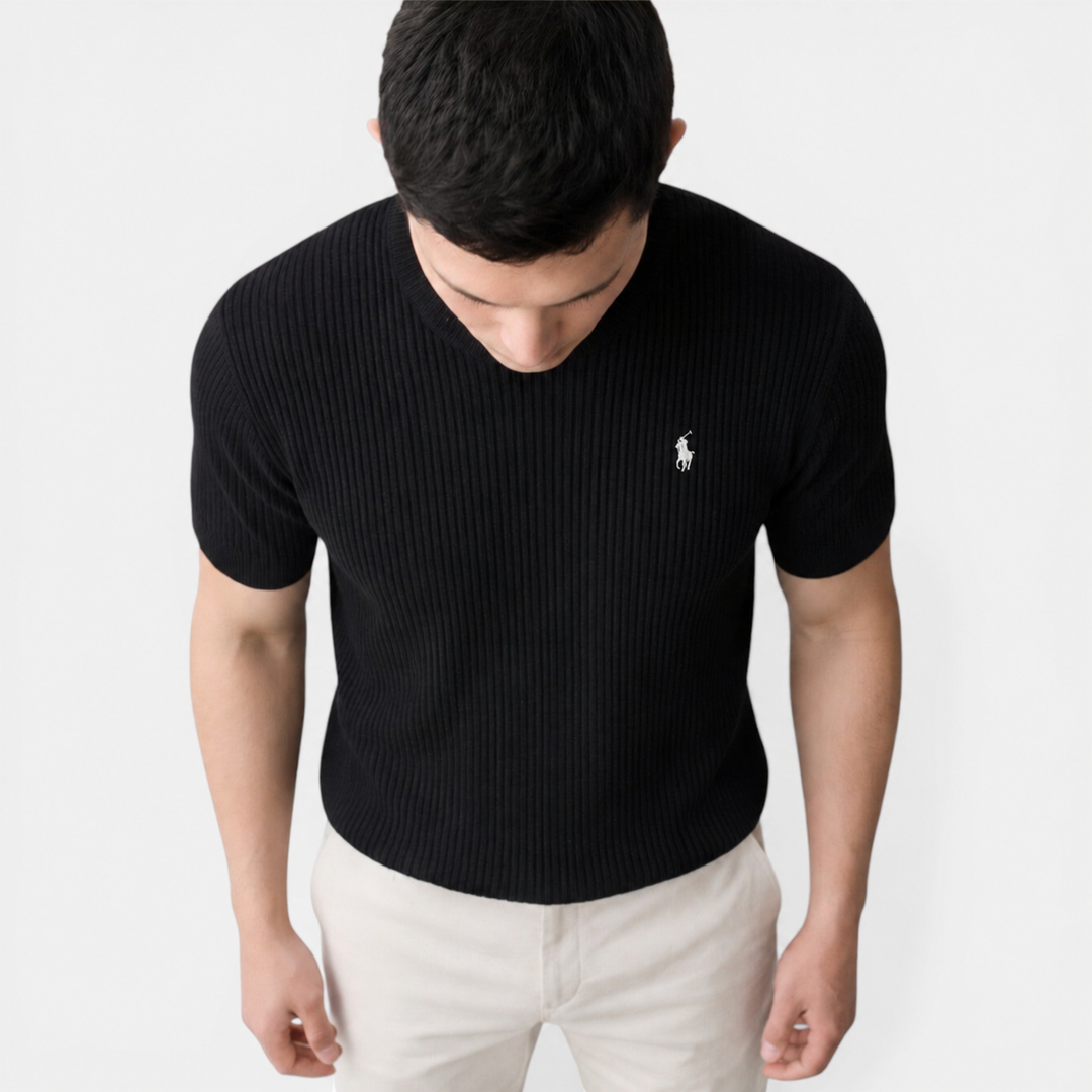 RL™ Men’s Ribbed Knit T Shirt Slim Fit Lightweight Summer Tee