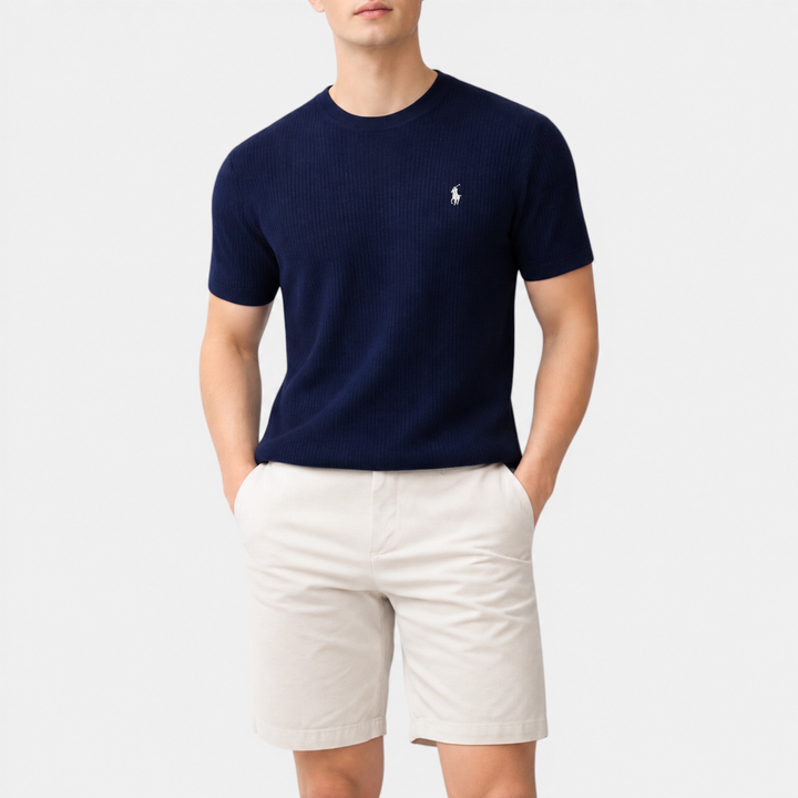 RL™ Men’s Ribbed Knit T Shirt Slim Fit Lightweight Summer Tee