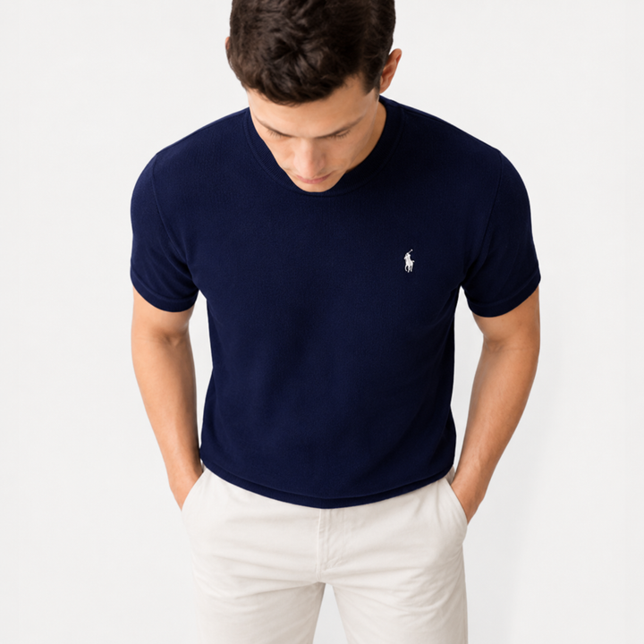 RL™ Men’s Ribbed Knit T Shirt Slim Fit Lightweight Summer Tee