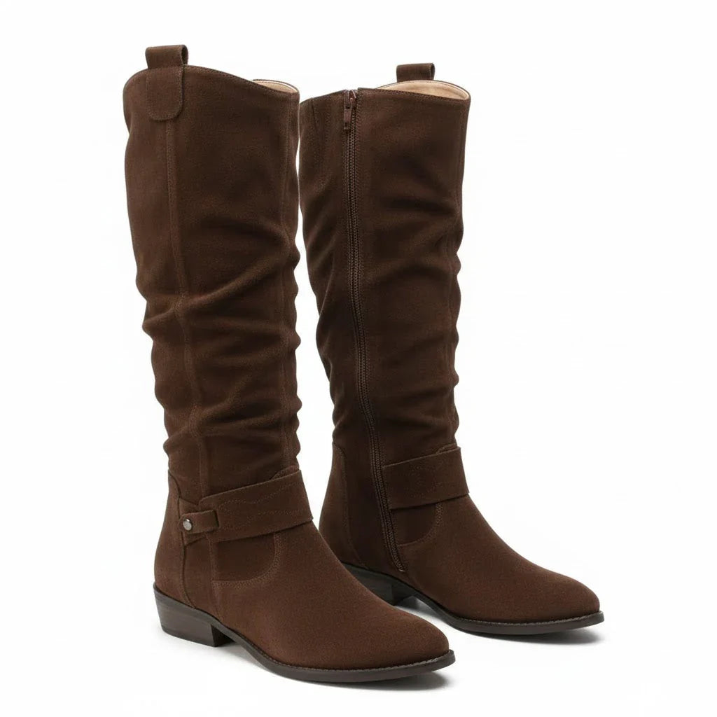 Marla - Slouch Boots in Suede Look
